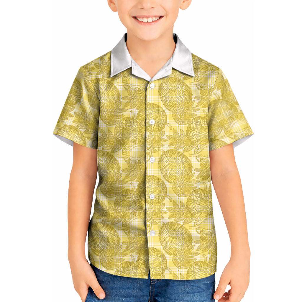 Melemele Hawaii Breadfruit Palaka Motifs Kid Hawaiian Shirt LT14 Kid Yellow - Polynesian Pride
