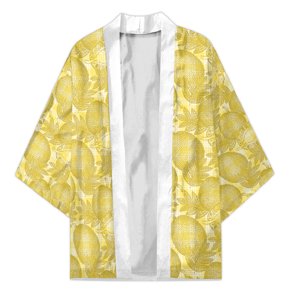 Melemele Hawaii Breadfruit Palaka Motifs Kimono LT14 Unisex Yellow - Polynesian Pride