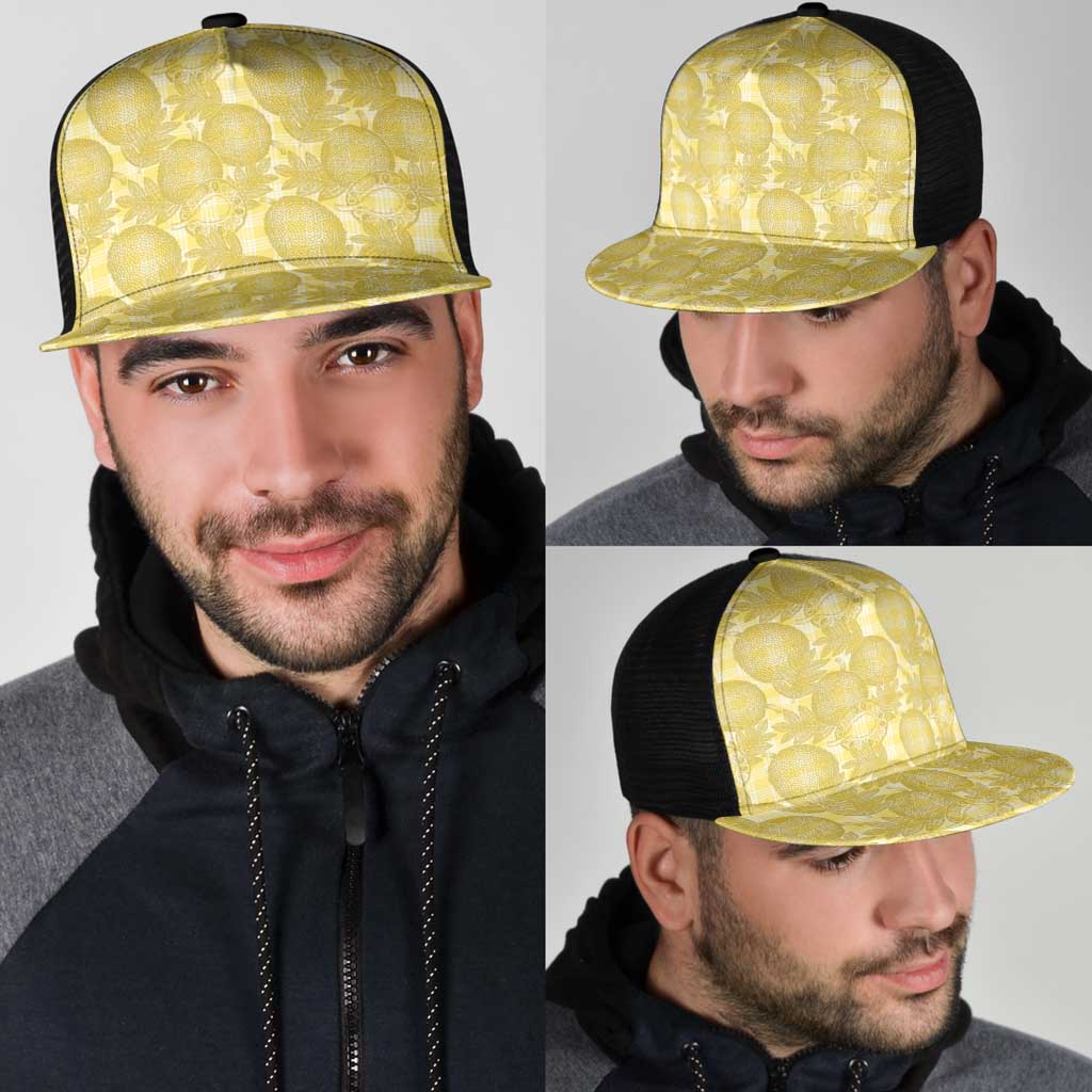 Melemele Hawaii Breadfruit Palaka Motifs Mesh Trucker Cap