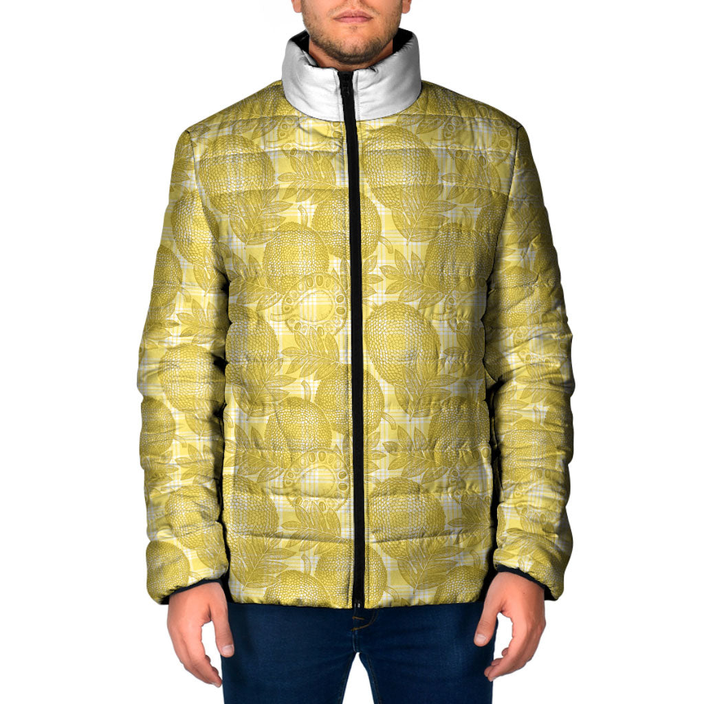 Melemele Hawaii Breadfruit Palaka Motifs Padded Jacket LT14 Men Yellow - Polynesian Pride