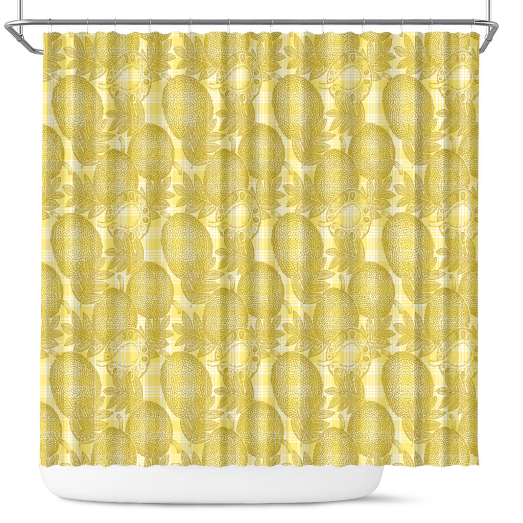 Melemele Hawaii Breadfruit Palaka Motifs Shower Curtain