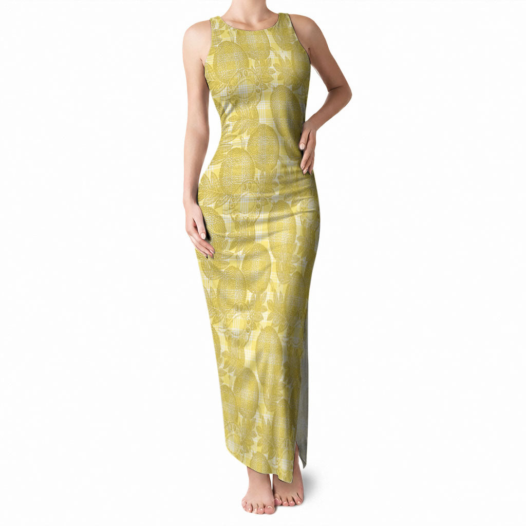 Melemele Hawaii Breadfruit Palaka Motifs Tank Maxi Dress