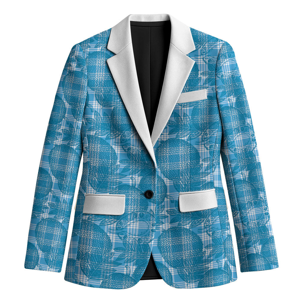 Polu Hawaii Breadfruit Palaka Motifs Blazer LT14 Unisex Blue - Polynesian Pride