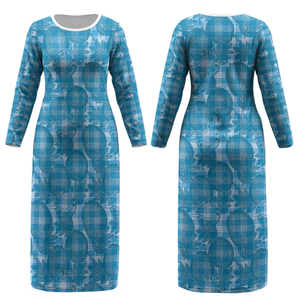 Polu Hawaii Breadfruit Palaka Motifs Couples Matching Long Sleeve Bodycon Dress and Hawaiian Shirt LT14 - Polynesian Pride