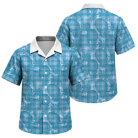 Polu Hawaii Breadfruit Palaka Motifs Family Matching Off Shoulder Maxi Dress and Hawaiian Shirt LT14 Son's Shirt Blue - Polynesian Pride