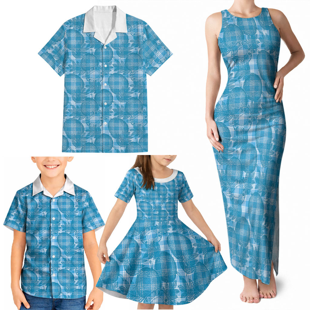 Polu Hawaii Breadfruit Palaka Motifs Family Matching Tank Maxi Dress and Hawaiian Shirt LT14 - Polynesian Pride