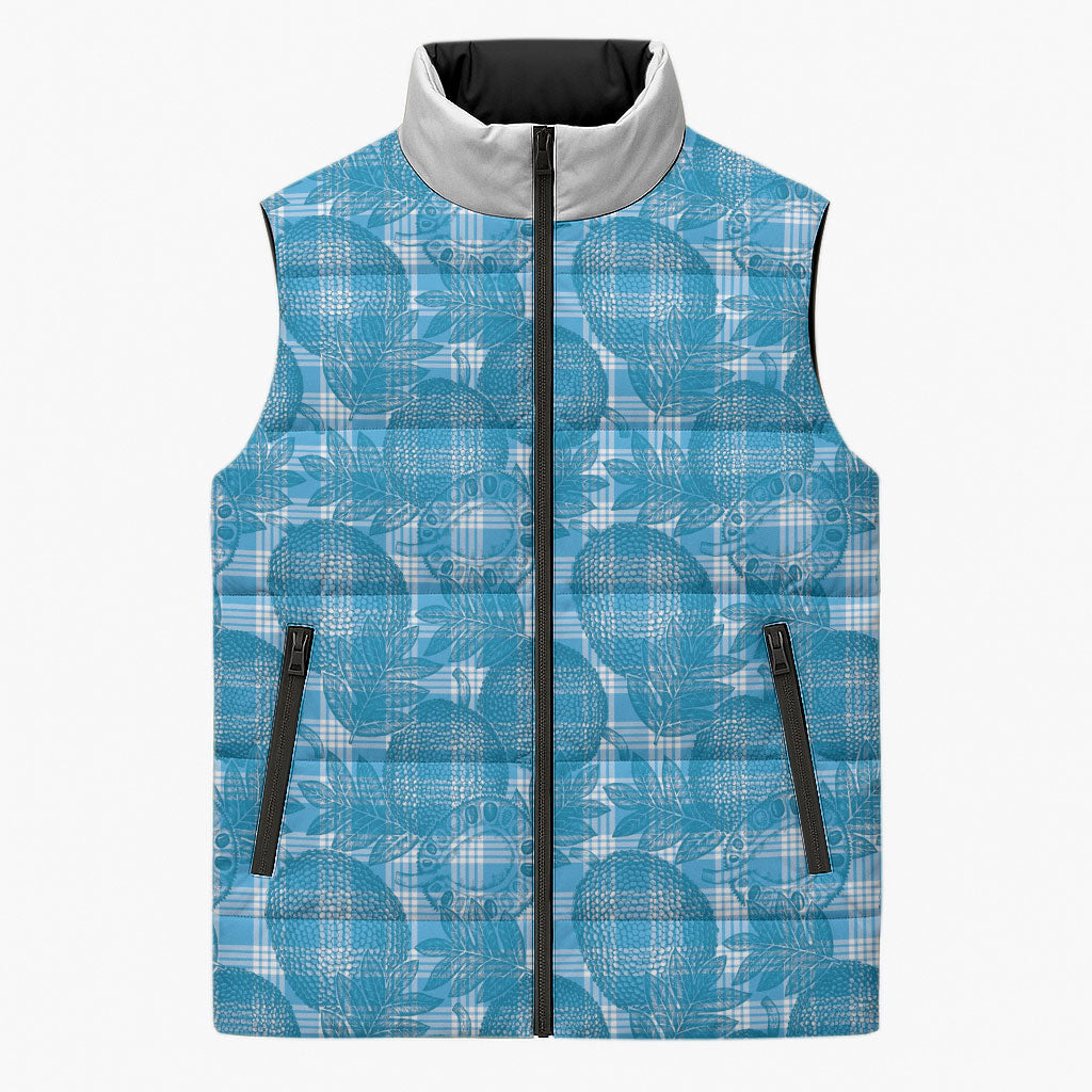 Polu Hawaii Breadfruit Palaka Motifs Sleeveless Puffer Jacket LT14 Unisex Blue - Polynesian Pride