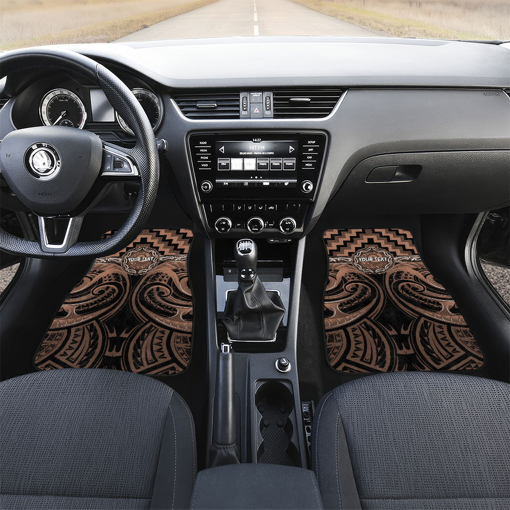 Aotearoa Kati Mamoe Personalised Car Mats Maori Iwi Poutama Puhoro Tattoo LT14 Set 2pcs - Front Brown - Polynesian Pride
