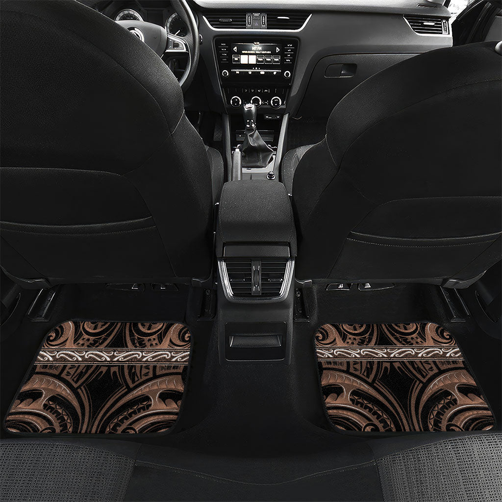Aotearoa Kati Mamoe Personalised Car Mats Maori Iwi Poutama Puhoro Tattoo LT14 Set 2pcs - Back Brown - Polynesian Pride