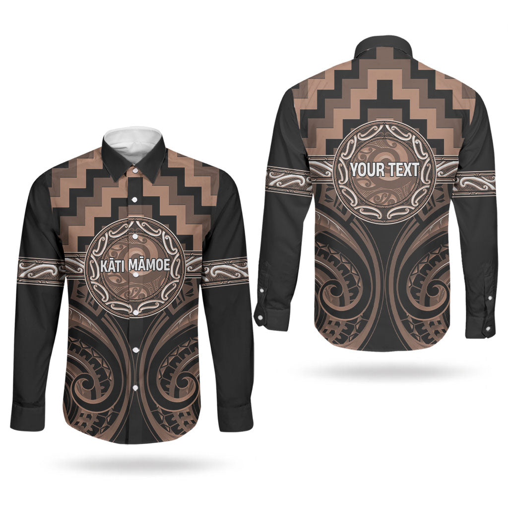 Aotearoa Kati Mamoe Personalised Couples Matching Short Sleeve Bodycon Dress and Long Sleeve Button Shirt Maori Iwi Poutama Puhoro Tattoo LT14 - Polynesian Pride