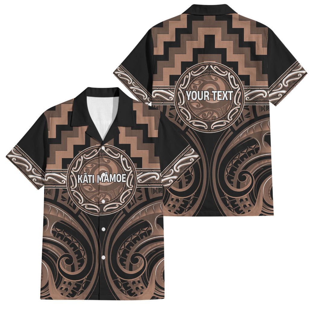 Aotearoa Kati Mamoe Personalised Family Matching Tank Maxi Dress and Hawaiian Shirt Maori Iwi Poutama Puhoro Tattoo LT14 Dad's Shirt - Short Sleeve Brown - Polynesian Pride