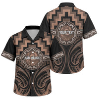 Aotearoa Kati Mamoe Personalised Family Matching Tank Maxi Dress and Hawaiian Shirt Maori Iwi Poutama Puhoro Tattoo LT14 Son's Shirt Brown - Polynesian Pride