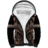 Aotearoa Kati Mamoe Personalised Sherpa Hoodie Maori Iwi Poutama Puhoro Tattoo LT14 Unisex Brown - Polynesian Pride
