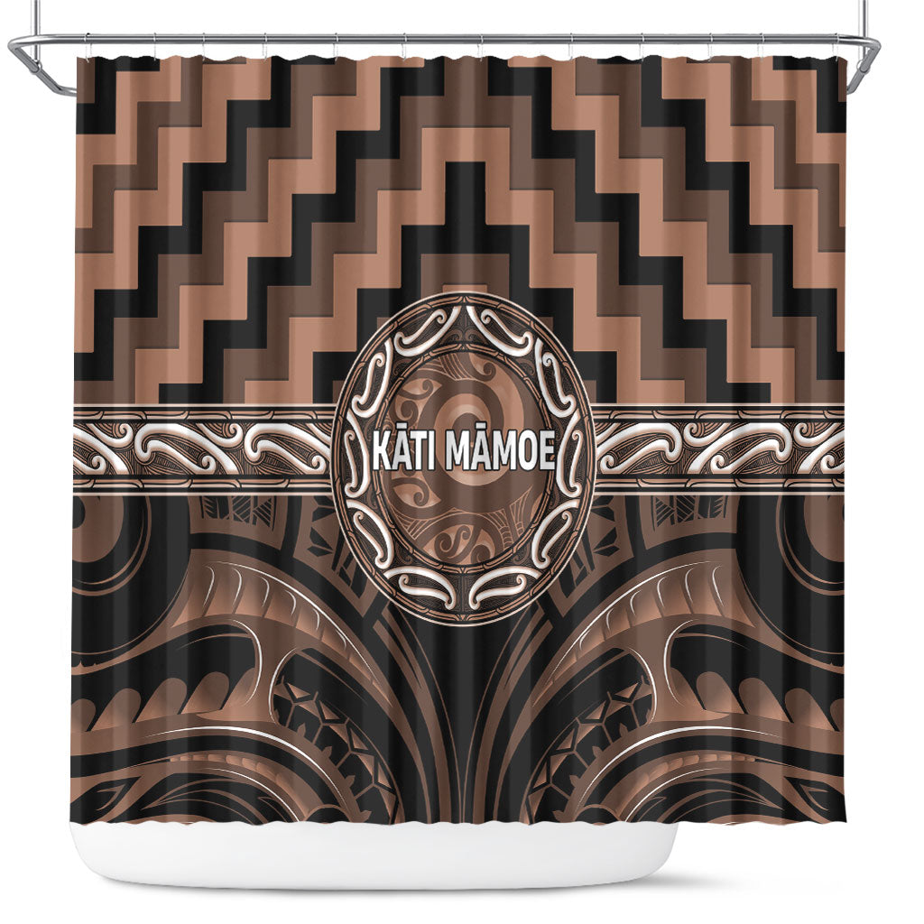 Aotearoa Kati Mamoe Shower Curtain Maori Iwi Poutama Puhoro Tattoo