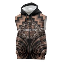 Aotearoa Kati Mamoe Personalised Sleeveless Zip Hoodie Maori Iwi Poutama Puhoro Tattoo LT14 Brown - Polynesian Pride