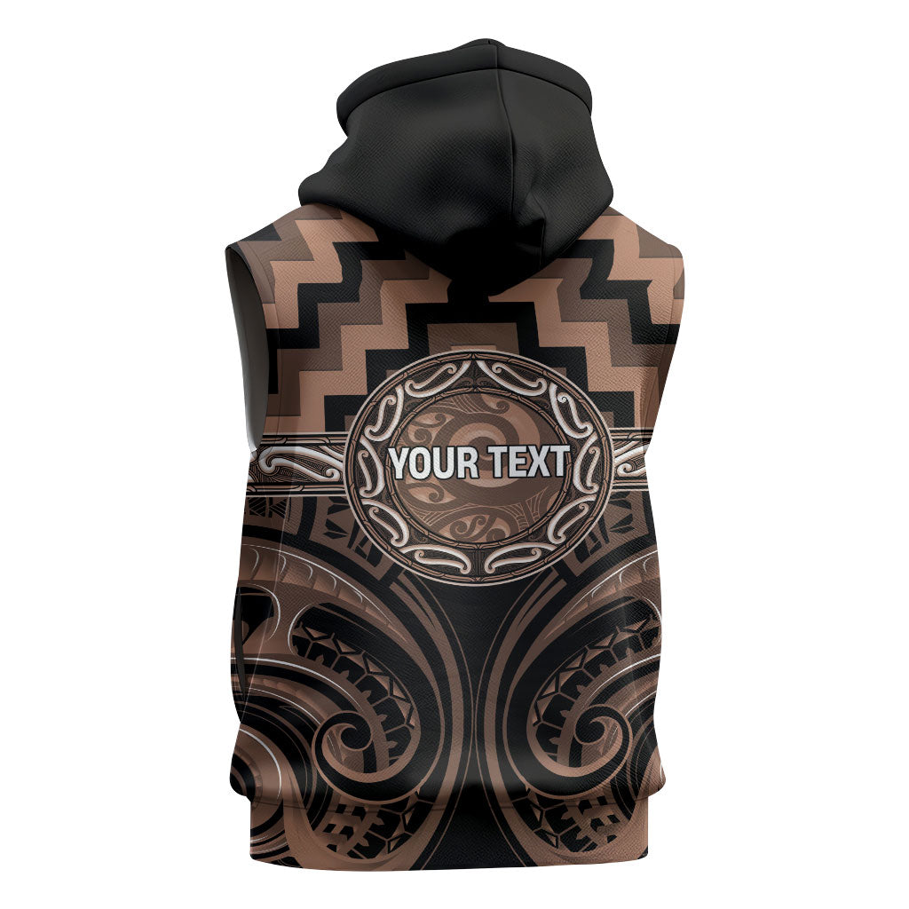 Aotearoa Kati Mamoe Personalised Sleeveless Zip Hoodie Maori Iwi Poutama Puhoro Tattoo LT14 - Polynesian Pride