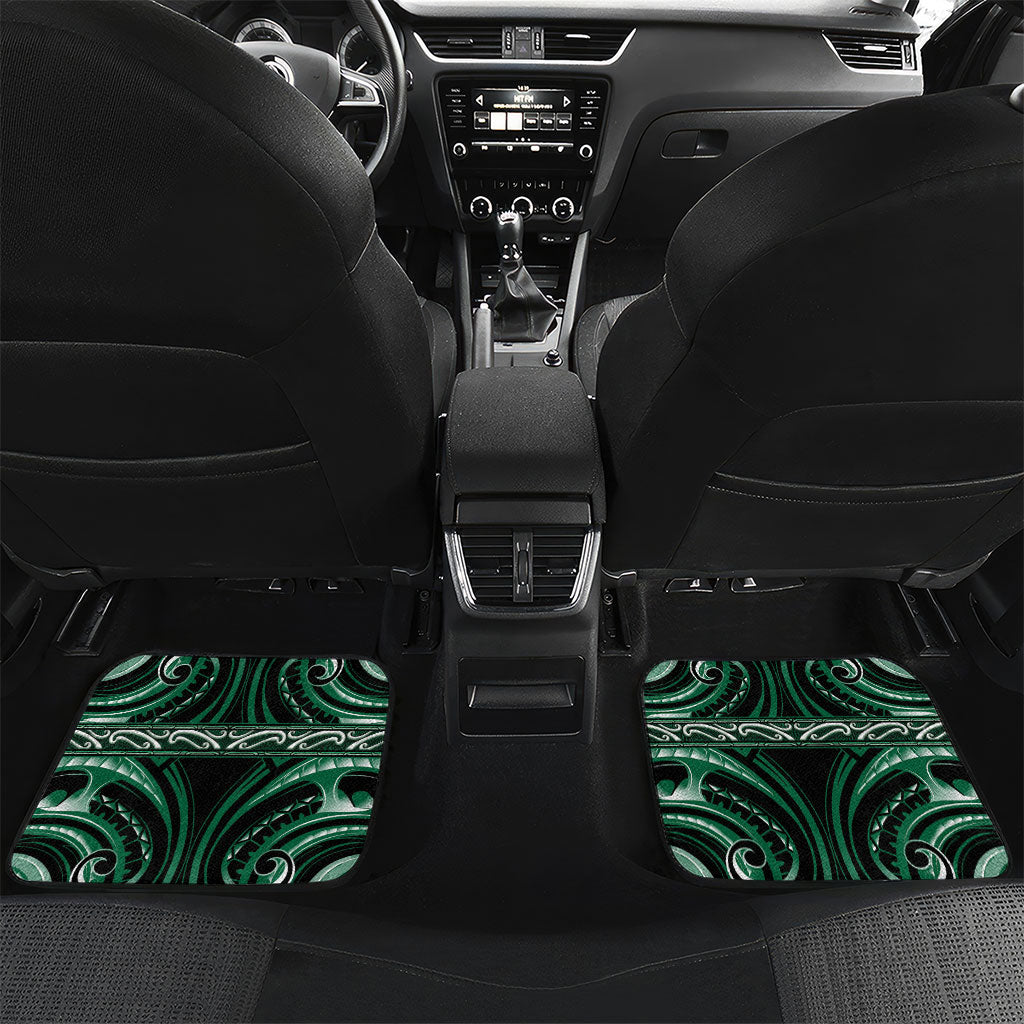 Aotearoa Whakatohea Personalised Car Mats Maori Iwi Poutama Puhoro Tattoo LT14 Set 2pcs - Back Green - Polynesian Pride