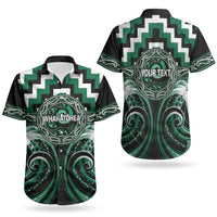 Aotearoa Whakatohea Personalised Couples Matching Off The Shoulder Long Sleeve Dress and Hawaiian Shirt Maori Iwi Poutama Puhoro Tattoo LT14 - Polynesian Pride