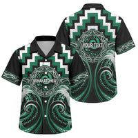 Aotearoa Whakatohea Personalised Family Matching Off Shoulder Maxi Dress and Hawaiian Shirt Maori Iwi Poutama Puhoro Tattoo LT14 Son's Shirt Green - Polynesian Pride