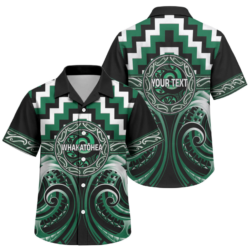 Aotearoa Whakatohea Personalised Family Matching Short Sleeve Bodycon Dress and Hawaiian Shirt Maori Iwi Poutama Puhoro Tattoo LT14 Son's Shirt Green - Polynesian Pride