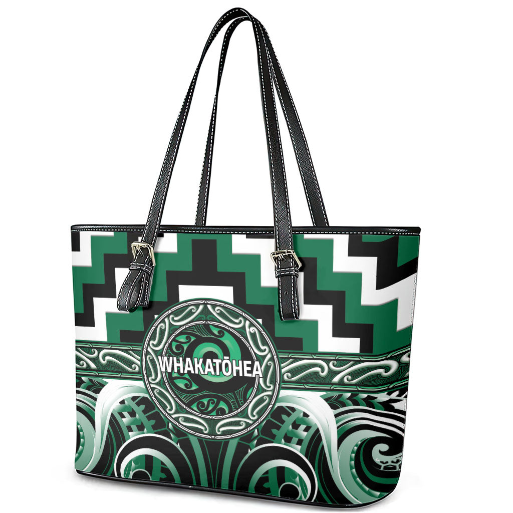 Aotearoa Whakatohea Leather Tote Bag Maori Iwi Poutama Puhoro Tattoo LT14 - Polynesian Pride