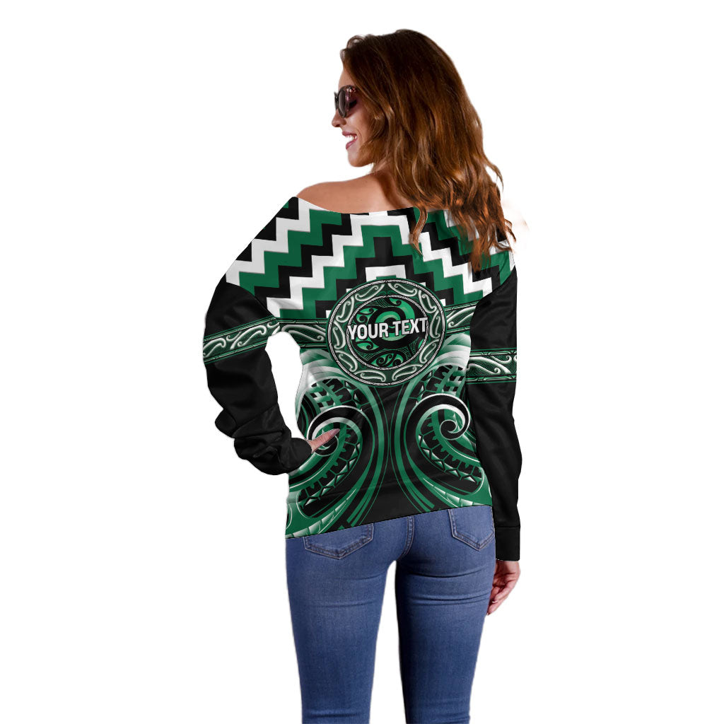 Aotearoa Whakatohea Personalised Off Shoulder Sweater Maori Iwi Poutama Puhoro Tattoo LT14 - Polynesian Pride