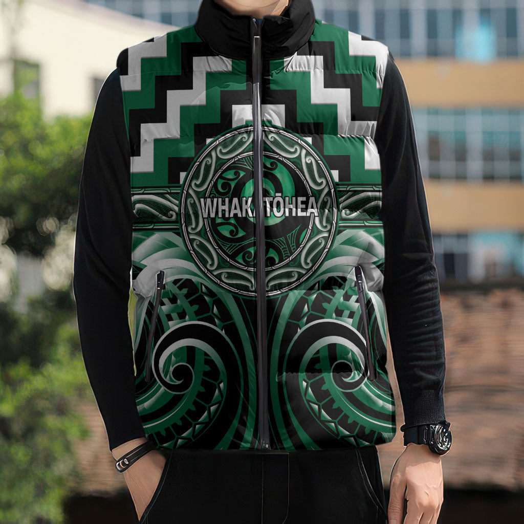 Aotearoa Whakatohea Personalised Sleeveless Puffer Jacket Maori Iwi Poutama Puhoro Tattoo LT14 - Polynesian Pride