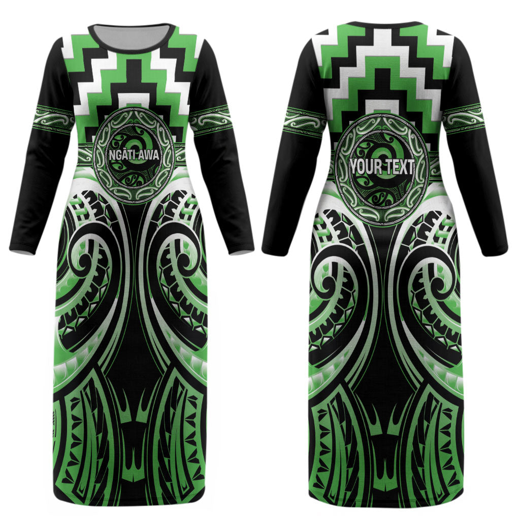 Aotearoa Ngati Awa Personalised Couples Matching Long Sleeve Bodycon Dress and Long Sleeve Button Shirt Maori Iwi Poutama Puhoro Tattoo LT14 - Polynesian Pride