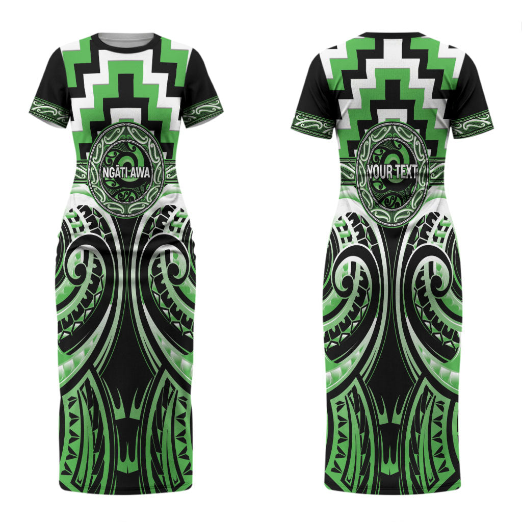 Aotearoa Ngati Awa Personalised Couples Matching Short Sleeve Bodycon Dress and Hawaiian Shirt Maori Iwi Poutama Puhoro Tattoo LT14 - Polynesian Pride