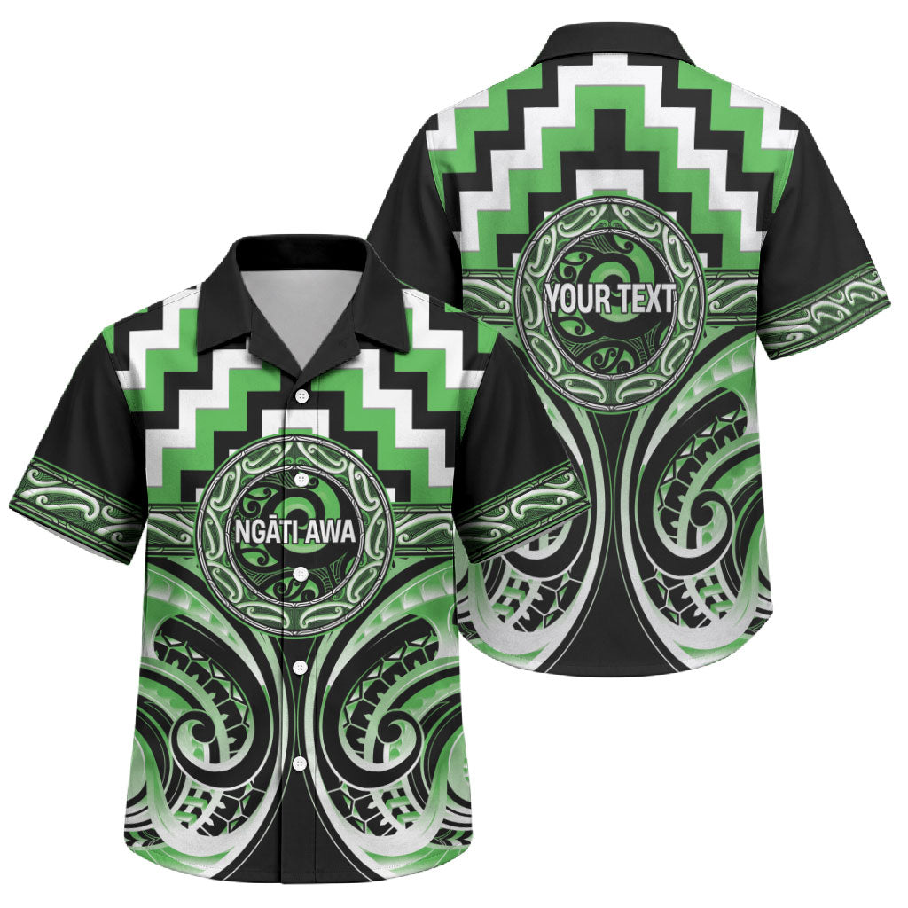 Aotearoa Ngati Awa Personalised Family Matching Summer Maxi Dress and Hawaiian Shirt Maori Iwi Poutama Puhoro Tattoo LT14 Son's Shirt Green - Polynesian Pride