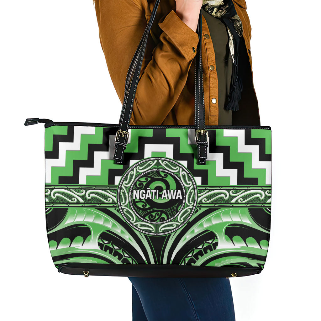 Aotearoa Ngati Awa Leather Tote Bag Maori Iwi Poutama Puhoro Tattoo LT14 - Polynesian Pride