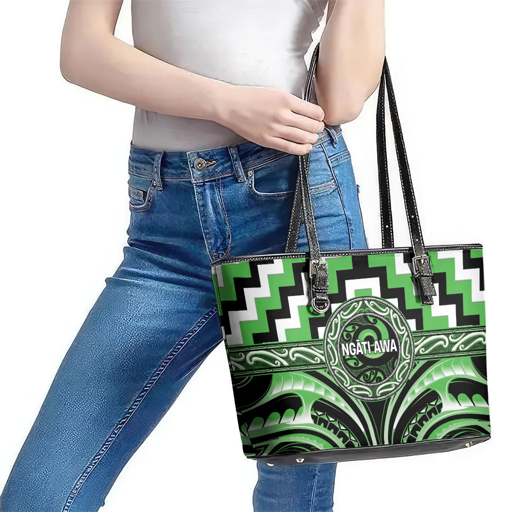 Aotearoa Ngati Awa Leather Tote Bag Maori Iwi Poutama Puhoro Tattoo LT14 - Polynesian Pride
