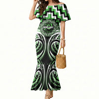 Aotearoa Ngati Awa Personalised Mermaid Dress Maori Iwi Poutama Puhoro Tattoo LT14 Women Green - Polynesian Pride