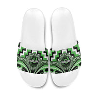 Aotearoa Ngati Awa Slide Sandals Maori Iwi Poutama Puhoro Tattoo LT14 Green - Polynesian Pride
