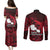 French Polynesia Tahiti Couples Matching Puletasi Dress and Long Sleeve Button Shirts Polynesian Shark Tattoo With Hibiscus Red Version LT14 - Polynesian Pride