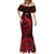 French Polynesia Tahiti Mermaid Dress Polynesian Shark Tattoo With Hibiscus Red Version LT14 - Polynesian Pride