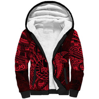 French Polynesia Tahiti Sherpa Hoodie Polynesian Shark Tattoo With Hibiscus Red Version LT14 Unisex Red - Polynesian Pride