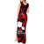 French Polynesia Tahiti Tank Maxi Dress Polynesian Shark Tattoo With Hibiscus Red Version LT14 - Polynesian Pride