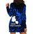 French Polynesia Tahiti Hoodie Dress Polynesian Shark Tattoo With Hibiscus Blue Version LT14 - Polynesian Pride