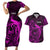 French Polynesia Tahiti Couples Matching Short Sleeve Bodycon Dress and Hawaiian Shirt Polynesian Shark Tattoo With Hibiscus Pink Version LT14 Pink - Polynesian Pride