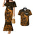 French Polynesia Tahiti Couples Matching Mermaid Dress and Hawaiian Shirt Polynesian Shark Tattoo With Hibiscus Red Version LT14 Gold - Polynesian Pride