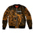 French Polynesia Tahiti Sleeve Zip Bomber Jacket Polynesian Shark Tattoo With Hibiscus Red Version LT14 Unisex Gold - Polynesian Pride