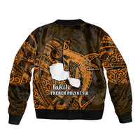 French Polynesia Tahiti Sleeve Zip Bomber Jacket Polynesian Shark Tattoo With Hibiscus Red Version LT14 - Polynesian Pride