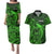 French Polynesia Tahiti Couples Matching Puletasi Dress and Hawaiian Shirt Polynesian Shark Tattoo With Hibiscus Green Version LT14 Green - Polynesian Pride