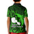 French Polynesia Tahiti Kid Polo Shirt Polynesian Shark Tattoo With Hibiscus Green Version LT14 - Polynesian Pride