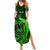 French Polynesia Tahiti Summer Maxi Dress Polynesian Shark Tattoo With Hibiscus Green Version LT14 Women Green - Polynesian Pride
