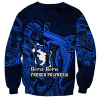 French Polynesia Bora Bora Sweatshirt Polynesian Shark Tattoo With Hibiscus Blue Version LT14 - Polynesian Pride