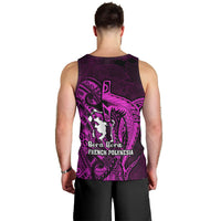 French Polynesia Bora Bora Men Tank Top Polynesian Shark Tattoo With Hibiscus Pink Version LT14 - Polynesian Pride