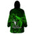 French Polynesia Bora Bora Wearable Blanket Hoodie Polynesian Shark Tattoo With Hibiscus Green Version LT14 - Polynesian Pride