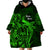 French Polynesia Bora Bora Wearable Blanket Hoodie Polynesian Shark Tattoo With Hibiscus Green Version LT14 - Polynesian Pride